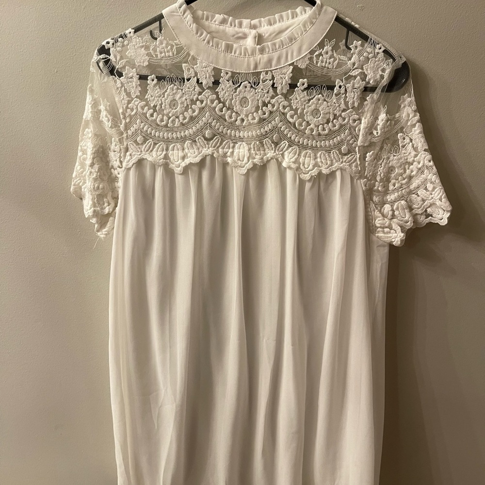 White sheer top dress
